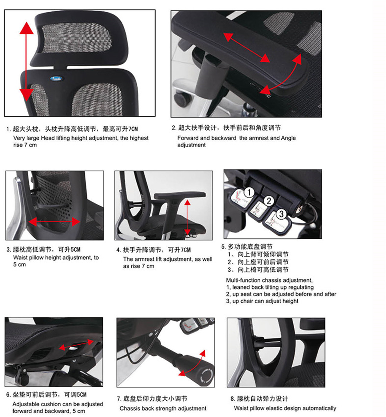 Ergonomic Office Chair with Lumbar Support Back, Adjustable Headrest (3)